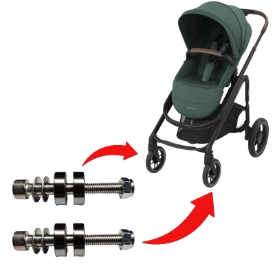 Naprawa kółek przednich Maxi Cosi PLAZA+ PLUS - montaż łożysk i osi skręcanej - 2x kółko przednie